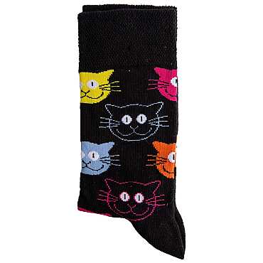 Kedi Temalı Desenli Soket Çorap - 4