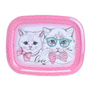 Myros - Kedi Temalı Myros Metal Tepsi