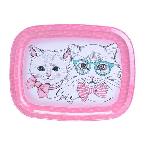 Toptan Kedi Temalı Myros Metal Tepsi - 1