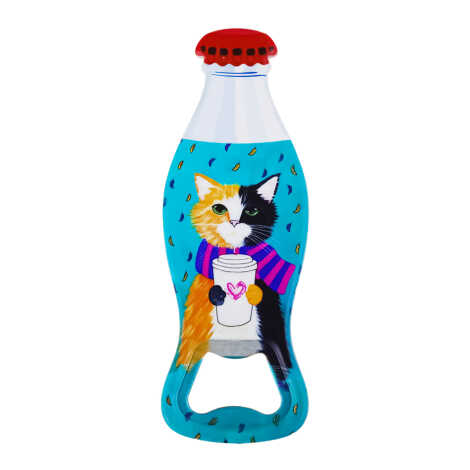 Kedi Temalı Myros Şişe Açacak Magnet 42x120 mm - 1