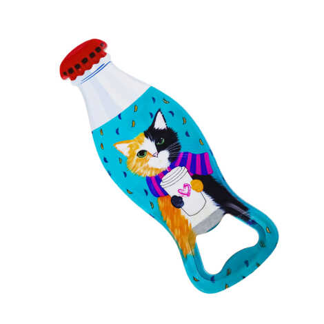 Kedi Temalı Myros Şişe Açacak Magnet 42x120 mm - 2