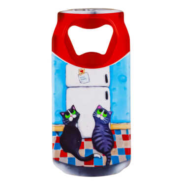 Kedi Temalı Myros Teneke Kutu Açacak Magnet 43x80 mm - Myros