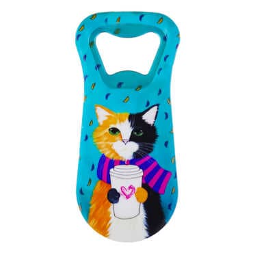 Cat Themed UV Printed Refrigerator Magnet Bottle Opener 95x43 mm