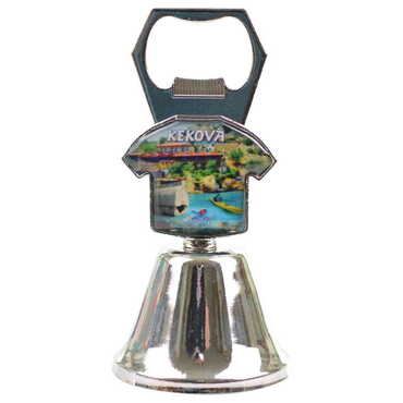 Myros - Kekova Themed Collectible Souvenir Double Face Metal Bell With Opener 44x94 mm