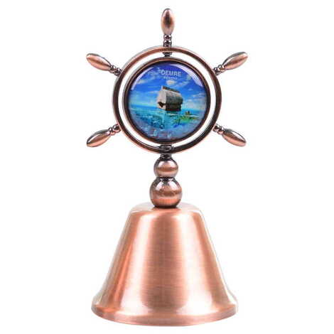 Kekova Themed Collectible Souvenir Double Face Metal Spinner Rudder Bell - Bronze Color