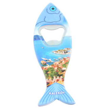 Kekova Themed Customised UV Printed Fish Shape Printed Plastic Base Bottle Opener 42x130 mm - Thumbnail