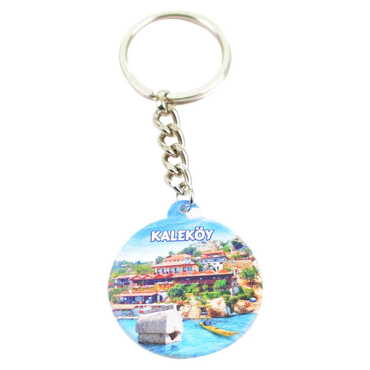 Myros - Kekova Themed Customised UV Printed Plastic Base Square Keyring 38x100 mm