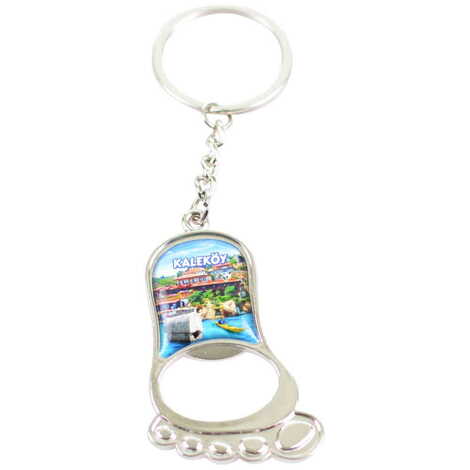 Kekova Themed Metal Foot Shaped Opener Keychain 37x118 mm