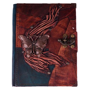 Toptan Kelebek Temalı Büyük Boy Deri Defter - 2