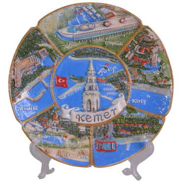 Myros - Kemer Region Themed Ceramic Decorative Plate 20 Cm