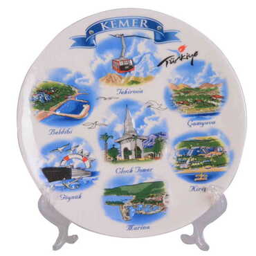 Kemer Region Themed Ceramic Plate 20 Cm - Myros