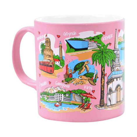 Kemer Region Themed Customised Serigraphy Printed Ceramic Mug 82x90 mm