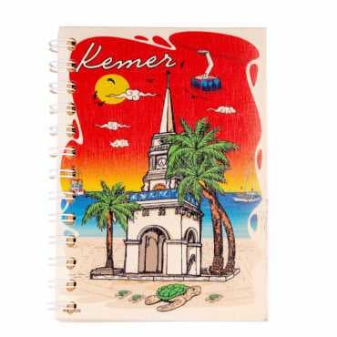 Kemer Themed Custom Printed Wood Cover Notebook 90X140 Mm