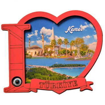 Kemer Themed Wooden Cute Animals Souvenşr Fridge Magnet Serie C 90x120 mm - 23