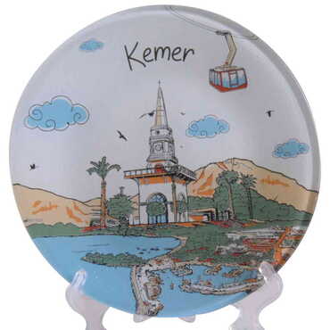 Myros - Kemer Themed Bespoke Printed Glass Plate 21 Cm