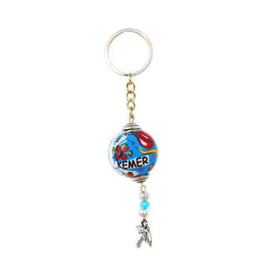 Kemer Themed Turkish Ceramic Ball Keychain