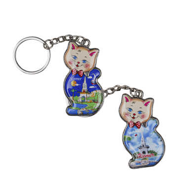 Kemer Temalı Kedi Şekilli Metal Anahtarlık - 2