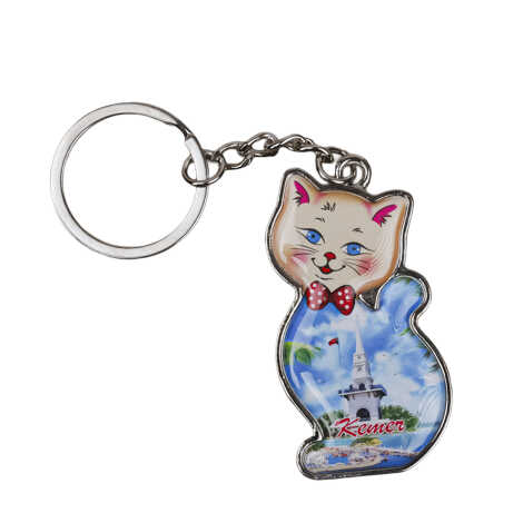 Kemer Temalı Kedi Şekilli Metal Anahtarlık - 4