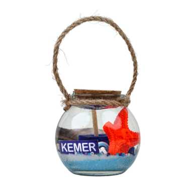 Kemer Themed Cork Lid Glass Jar Small Gel Candle 6x6 cm