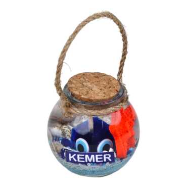 Kemer Themed Cork Lid Glass Jar Small Gel Candle 6x6 cm - Standart - 2