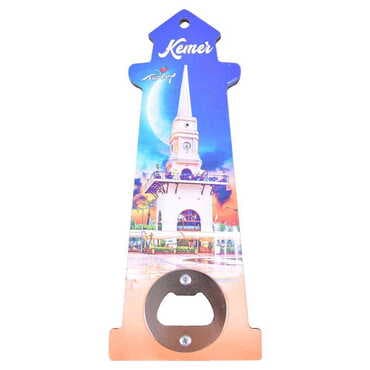 Kemer Themed Lighthouse Shaped Printed MDF Wooden Bottle Opener 188x77 mm - 5