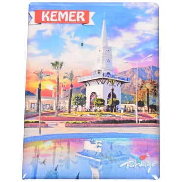 Kemer Themed Epoxy Dome Rectangle Souvenir Fridge Magnet 80x55 cm - 15
