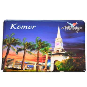 Kemer Themed Epoxy Dome Rectangle Souvenir Fridge Magnet 80x55 cm - 21