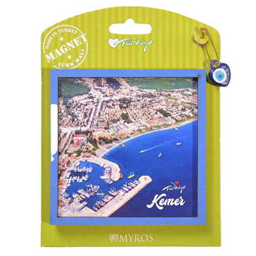 Kemer Themed Wooden Backing Carded Serie C Fridge Magnet - 17