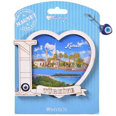 Kemer Themed Wooden Backing Carded Serie C Fridge Magnet - 21