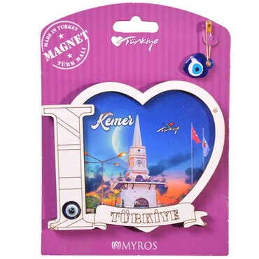 Kemer Themed Wooden Backing Carded Serie C Fridge Magnet - 22