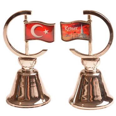 Kemer Themed Collectible Souvenir Double Face Metal Spinner Flag Bell 44x96 mm - 3