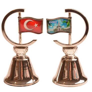 Kemer Themed Collectible Souvenir Double Face Metal Spinner Flag Bell 44x96 mm - 7