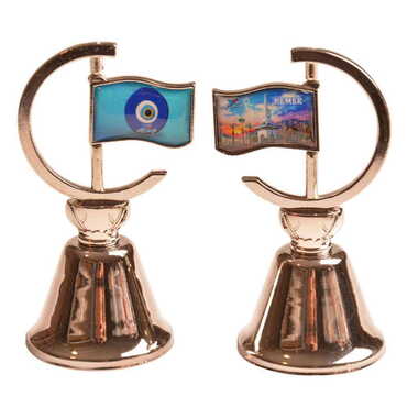 Kemer Themed Collectible Souvenir Double Face Metal Spinner Flag Bell 44x96 mm - 9