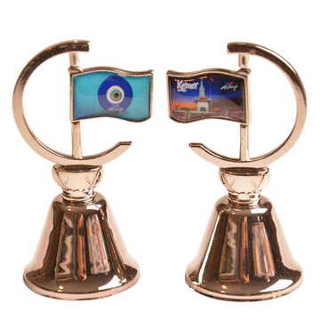 Kemer Themed Collectible Souvenir Double Face Metal Spinner Flag Bell 44x96 mm - 10