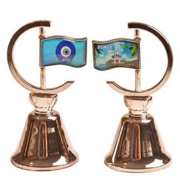 Kemer Themed Collectible Souvenir Double Face Metal Spinner Flag Bell 44x96 mm - 13