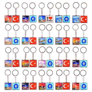 Kemer Themed Metal Square Shaped Double Face Keychain 36x95 mm - 2