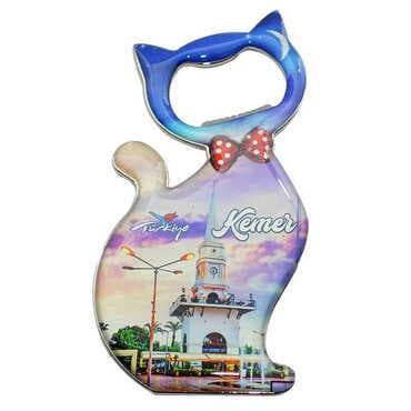 Kemer Themed Cat Shaped Metal Magnetic Bottle Opener 97x48 mm - 4