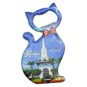 Kemer Themed Cat Shaped Metal Magnetic Bottle Opener 97x48 mm - 6