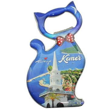 Kemer Themed Cat Shaped Metal Magnetic Bottle Opener 97x48 mm - 7