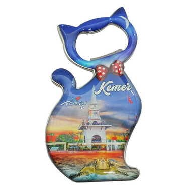 Kemer Themed Cat Shaped Metal Magnetic Bottle Opener 97x48 mm - 8