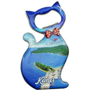 Kemer Themed Cat Shaped Metal Magnetic Bottle Opener 97x48 mm - 9