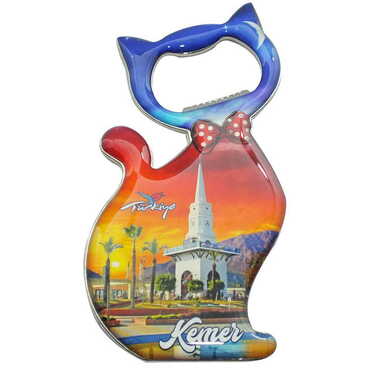 Kemer Themed Cat Shaped Metal Magnetic Bottle Opener 97x48 mm - 10