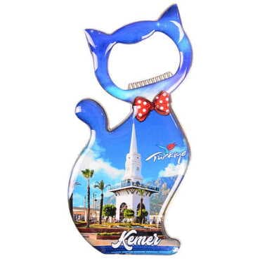 Kemer Themed Cat Shaped Metal Magnetic Bottle Opener 97x48 mm - 11