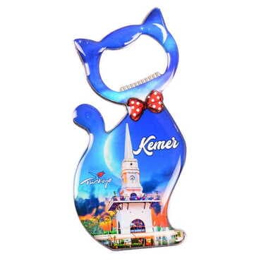 Kemer Themed Cat Shaped Metal Magnetic Bottle Opener 97x48 mm - 12