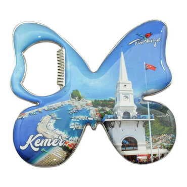 Kemer Themed Butterfly Shaped Metal Magnetic Bottle Opener 70x70 mm - 4
