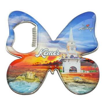 Kemer Themed Butterfly Shaped Metal Magnetic Bottle Opener 70x70 mm - 5