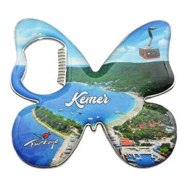 Kemer Themed Butterfly Shaped Metal Magnetic Bottle Opener 70x70 mm - 6