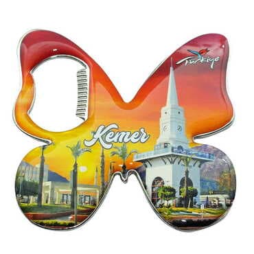Kemer Themed Butterfly Shaped Metal Magnetic Bottle Opener 70x70 mm - 7