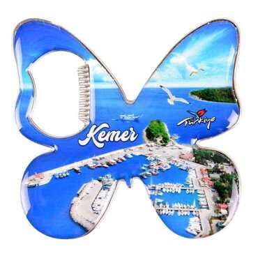 Kemer Themed Butterfly Shaped Metal Magnetic Bottle Opener 70x70 mm - 10