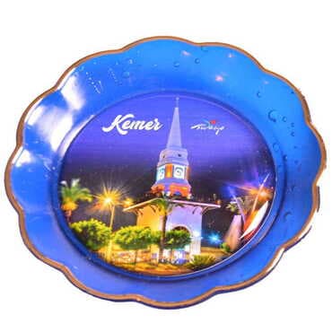 Kemer Themed Epoxy Dome Plate Shaped Souvenir Fridge Magnet 73 mm - 9